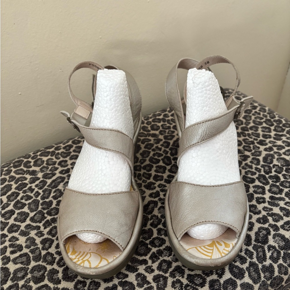 Fly London Silver Platform Sandals